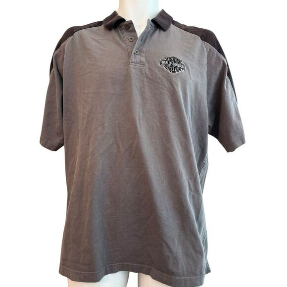 Harley Davidson Mens Medium Gray Polo Golf Shirt Gatto Tarentum Pennsylvania - Picture 1 of 7